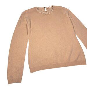 VTG Jill Stuart Cashmere Blend Rhinestone Sweater Sz M Peach Coquette Feminine